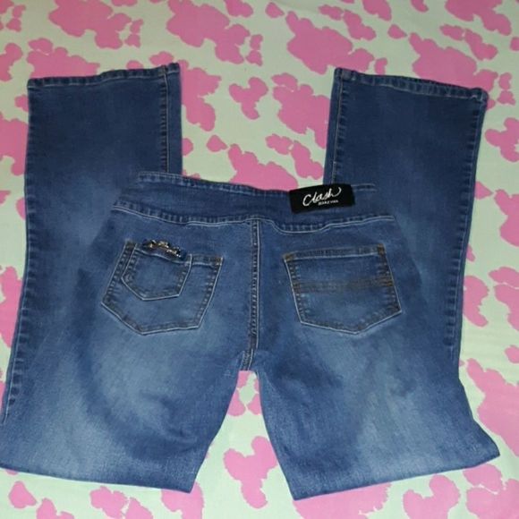 Clash‎ Jeans Boot Cut Snap Buckles at Waist Size 1 - Picture 2 of 8